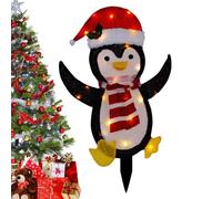 Zunishaone Décorations de Noël pingouins, décorations de Noël en plein air de pingouins, décorations de Noël avec lumière LED, décoration acrylique de pingouin 2D, décoration de Noël