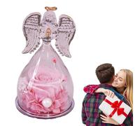 Zunishaone , Glass Angel Figurine ange avec roses | Statue romantique en transparent, cadeau de préservé à la main pour la Saint Valentin, anniversaire, fête des mères