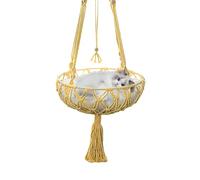 Zunishaone Hamac tissé pour chat - Lit suspendu au plafond, berceau tissé pour animal domestique | Anneau intérieur en fer, structure douce incluse, rustique fabriqué à la main pour améliorer le