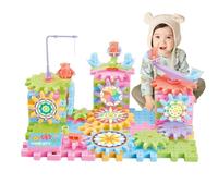 Zunishaone Jouets pour blocs de construction de roues électriques - Jouet éducatif interactif avec tourne-disque, blocs réutilisables et empilables, développement de logique, de créativité et de