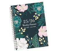 Zunishaone Journaux pour écrire, calendrier, planificateur, agenda A5 épais motif floral, bloc-notes en anglais de juillet 2025 à juin 2026 pour croquis, prise de notes, droit, travail