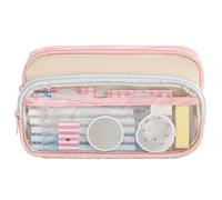 Zunishaone Large Capacity Pencil Pouch - 21x12x8 cm Canvas 3 Compartment Zipper Design, Portable Storage Bag | Stationery Organizer Ideal Students Teenagers Women Men School Office Use