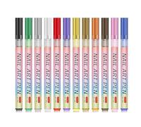 Zunishaone Lot de stylos à ongles, marqueurs de vernis à ongles, 12 couleurs, marqueurs de peinture acrylique, stylos politiques, séchage rapide et imperméable, conseils fins, points, graffiti, outils