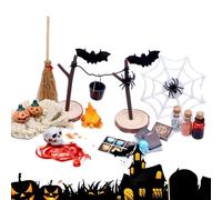 Zunishaone Miniatures d'halloween pour Maison de | Ensemble de Jouets d'horreur d'halloween avec têtes de crâne de Citrouille Figurine de Chauve-Souris 27 pièces | Mini Accessoires de Maison