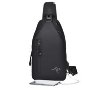 Zunishaone Petit sac de poitrine pour homme avec port de charge USB, sac à dos décontracté résistant à l'eau, sac à dos croisé pour téléphone, écouteurs, portefeuille, clé, noir, Consulte la