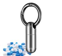 Zunishaone Porte-clés pilulier - Petit porte-clés de pilulier de poche - Support en métal de poche avec porte-clés, bouteille de médecine portable pour une meilleure organisation