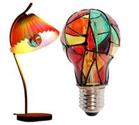 Zunishaone Stained Glass Light Bulb - 4W 10x6cm Mosaic E27 Base Colored LED Lamp Painted Decorative Lighting | Home Party Closet Store Tree Window Bedroom Festive Decoration