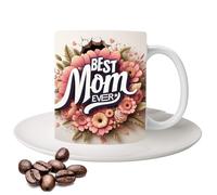 Zunishaone Tasse en céramique pour fête des mères - Tasse à café mignonne | Tasse amusante de 350 ml avec inscription « Best Mom Ever » - Joli cadeau pour la fête des mères, la collection de cuisine