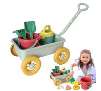 Zunishaone Toddler Beach Toys, Kit de construction de sable, Secs éducatifs de sable et pelles avec chariot, extérieur interactif pour plage de mer en dehors du camping