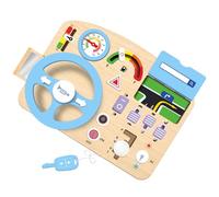 Zunishaone Véhicule en bois pour enfants - Jouet au volant - Jeu d'apprentissage préscolaire - Planche d'activité de simulation pour volant de voiture - Jouet sensoriel pour la motricité fine et le