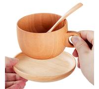Zunishaone Wooden Drinkware - 290ml Natural Rustic Coffee Cup Set With Spoon Eco Friendly Craftsmanship | Indoor Outdoor Yard Garden Picnic Camping Party Whiskey Beer Enjoyment