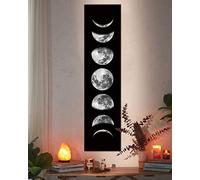 Zunniu Phase de lune - Impression sur toile - Noir et blanc - Décoration murale pour chambre à coucher, salon (noir sans cadre)