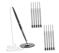 ZUNOXAZ 1 Ensemble Stylo de Bureau Rotatif avec Chaîne de Stylo pour Sécurisée Entreprise Noir avec Recharges Couleur Aléatoire