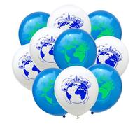 ZUNOXAZ 10 Pièces Lot de Ballons Latex Motif Carte Monde et Paillettes Bleu Foncé Décoration Créative pour Fête Anniversaire