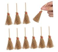 ZUNOXAZ 10 Pièces Lot de Mini Balais avec Corde Rouge Accessoires Suspendus pour Costume Halloween Décorations Festives pour Sorcières et Magiciens