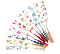 ZUNOXAZ 10 pièces Marque-pages Créatifs Fleurs Imprimées Signets Transparents Acrylique avec Franges Accessoires Étudiants pour Lecture et Décoration Scolaire