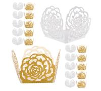 ZUNOXAZ 100 Caissettes en Papier Dentelle Rose pour Chocolats - 50 Blanc 50 Or Réfléchissant - Inserts Décoratifs pour Truffes, Cupcakes et Pâtisseries - Emballage Alimentaire pour
