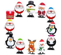 ZUNOXAZ 12 Pièces Jouets à Remonter Noël Miniatures Père Noël Jouets Créatifs pour Garçon Fille Fête Portable Cartoon