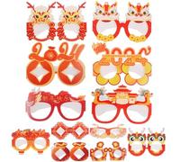 ZUNOXAZ 12 Pièces Lot de Lunettes Papier Légères pour Nouvel An Année Du Dragon Accessoires de Fête Adultes et Garçon Fille Décorations Festives Joyeuses