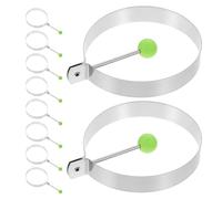 ZUNOXAZ 15 pièces Lot de Anneaux à Œufs Acier Inoxydable Moules Antiadhésifs pour Omelettes et Pancakes Poignée pour Cuisson Facile Au Gril Ustensile de Cuisine Polyvalent