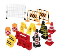 ZUNOXAZ 18 pcs Panneaux de Signalisation Miniature Jouets Éducatifs Route Barricades Jeu Interactif pour Garçon Fille Apprentissage Sécurité Routière