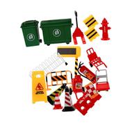 ZUNOXAZ 19 pièces Kit Mini Panneaux Routiers et Barrières de Circulation pour Garçon Fille Jouets Éducatifs Interactifs pour Apprentissage Sécurité Routière