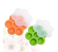 ZUNOXAZ 2 pièces Boîte de Rangement Alimentaire Silicone Cavités pour Garçon Fille Conteneur Étanche pour Purée et Glace Orange et Vert Sécurisé et Pratique pour Nourrissons