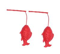 ZUNOXAZ 2 pièces Filtre à Infusion Silicone Forme Poisson Infuseur Pratique Réutilisable pour Vrac Lot de Rouges Compatible Tasse et Théière