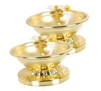 ZUNOXAZ 2 pièces Lampe à Beurre Alliage Solide pour Temple Support Ancien Lampe à Huile de Bureau pour Décoration Bouddhiste et Usage Domestique