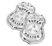 ZUNOXAZ 2 Pièces Lot de Badges Policiers Décoratifs Petits Argenté Épingle Cosplay pour Fête Halloween Accessoire Costume Policier Insigne Cosplay