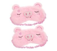 ZUNOXAZ 2 pièces Masques de Sommeil Peluche Garçon Fille Motif Cochon Rose Doux Occultant Confortable pour Sieste et Voyage