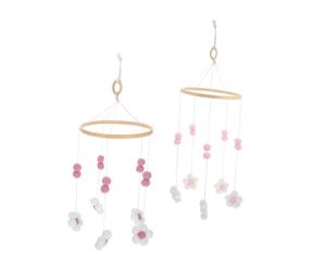 ZUNOXAZ 2 pièces Mobile de Lit Garçon Fille Fait Main Fleurs et Pompons Décoration Murale pour Chambre de Nourrisson pour Nursery et Magasins Garçon Fille