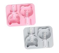 ZUNOXAZ 2 pièces Moule Popsicle Silicone Animal DIY Moule Glace Silicone pour Bâtonnets Forme Animaux Bleu et Rose Facile à Utiliser