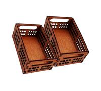 ZUNOXAZ 2 Pièces Panier Bois Miniature pour Maison de Poupée Accessoire de Décoration Pratique avec Poignées pour Aménager Votre Mini Appartement