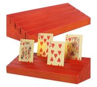 ZUNOXAZ 2 pièces Support Cartes à Jouer Bois Socle Pin Robuste Support Vertical à Plusieurs Fentes pour Cartes de Jeu et Photos Base Élégante pour Soirées et Parties