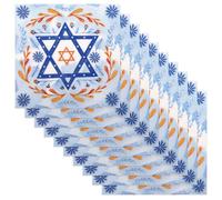 ZUNOXAZ 20 pièces Serviettes Papier Jetables Bleues Design Hanoukka pour Fêtes et Célébrations Juives avec Motif Festif