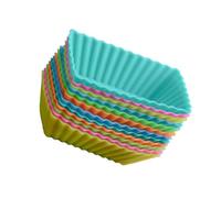 ZUNOXAZ 24 pièces Moules à Muffins Silicone Caissettes Rectangulaires Colorées Accessoires de Pâtisserie Réutilisables Compatibles Four Micro Ondes et Lave Couleur Couleur Aléatoire