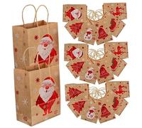 ZUNOXAZ 24 pièces Sachet Papier de Noël avec Poignées de Rangement Décoratif pour et pour Anniversaires Mariages Fête des Mères et Plus