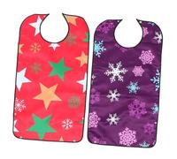 ZUNOXAZ 2pièces Bavoirs Adultes Réglables Noël Lot De Bavoirs Résistants Polyester Design Festif Pour Seniors Protection Anti-taches Avec Poche Récupératrice Confort Et Rangement Facile