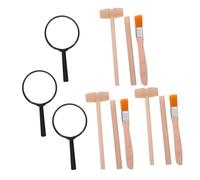 ZUNOXAZ 3 Ensembles Kit Fouille Garçon Fille Outils Bois pour Creuser Fossiles Marteaux Plastiques Pinceau Loupe Jouets Excavation Archéologie pour Garçons Filles Apprentissage Stem
