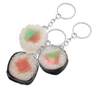 ZUNOXAZ 3 pièces Porte-clés Sushi Réaliste Modèle de Nourriture Japonaise Forme de Triangle Décoration Créative pour Sac à Dos Accessoire Culturel Japonais pour Amateurs de Sushi et