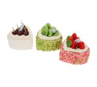 ZUNOXAZ 3pièces Modèle De Gâteau Réaliste Simulation pour Accessoires Photo Faux Dessert Vivant pour Décoration De Fête Et Cuisine Décoration De Gâteau Forme De Cœur avec Fruits
