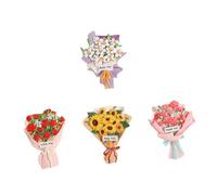 ZUNOXAZ 4 pièces Aimants de Réfrigérateur Résine Bouquet Délicat Lot de Décorations Magnétiques Trace pour Frigo et Décoratifs