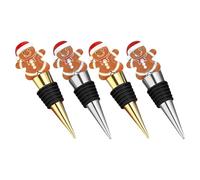 ZUNOXAZ 4 Pièces Bouchons de Vin de Noël Métalliques Étanches Stoppeurs Réutilisables pour Bouteilles Verre Décorations Festives pour Fêtes et Conservation des Boissons Fraîches