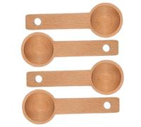 ZUNOXAZ 4 Pièces Cuillères à Mesurer pour Café Lot de Petites Cuillères Hêtre Ergonomiques pour Thé Épices et Pâtisserie Accessoires de Cuisine Polyvalents