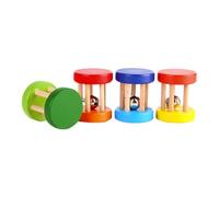 ZUNOXAZ 4 Pièces Garçon Fille Bois avec Hochet à Main Cloche Déveil Sensoriel Éducatif pour Développement et Motricité Fine Adapté Garçon Fille Infantile Couleur