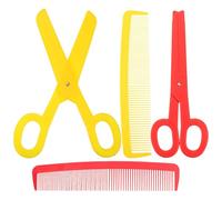 ZUNOXAZ 4 Pièces Jumbo Clown Comb and Scissors Set Plastic Stage Props for Carnival Halloween Cosplay Party Accessories