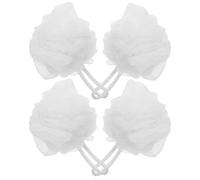 ZUNOXAZ 4 pièces Lot de Boules de Bain Exfoliantes Blanches Mousse Douce à Haute Densité Éponges pour Hommes et Femmes Conception Spéciale pour Gommage Dorsal Mousse Riche