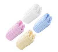 ZUNOXAZ 4 pièces Lot de Carrés Lavables Coton Couches pour Né Serviettes Déponge Absorbantes et Lingettes Mousseline pour Garçon Fille Pastel Rose Bleu Jaune Blanc