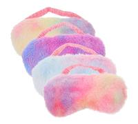 ZUNOXAZ 4 pièces Masque de Sommeil Coloré Peluche Cache-yeux Doux et Réutilisable Confortable et Élastique Protège Yeux pour Dormir pour Voyage Bureau et Sieste